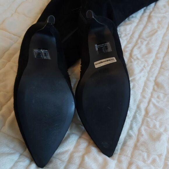 So Me Thigh High Over the Knee Black Zip Up Heel Stiletto Boots Fall Size 8 - Picture 3 of 4